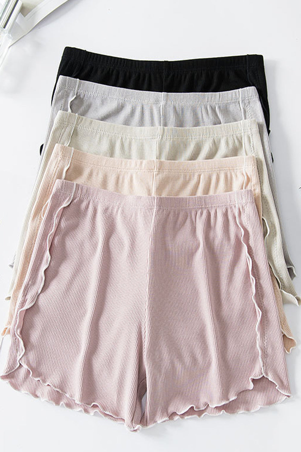 Women Fashion Ruffle Trim Vertical Striped Summer Short