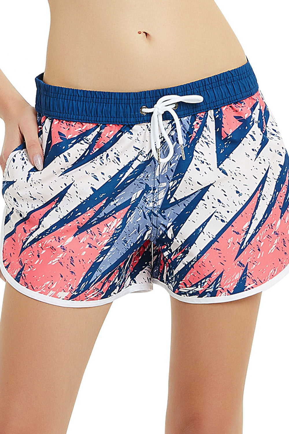 Women Summer Boxer Style Tie Waist Casual Beach Short