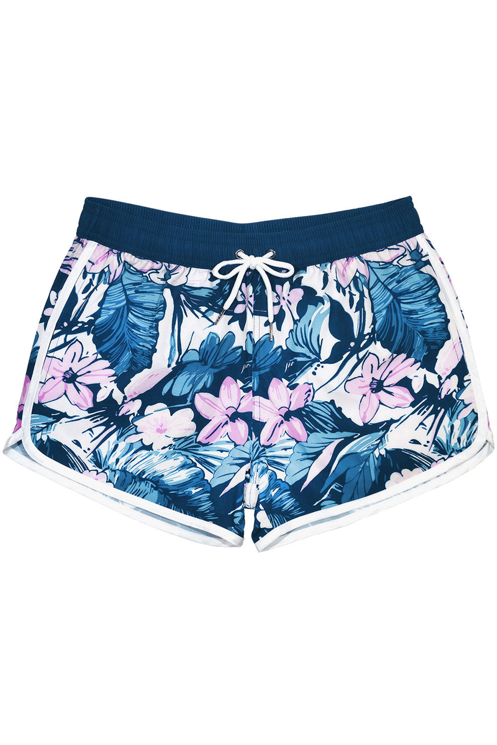 Women Floral Print Drawcord Waist Sports Style Summer Short