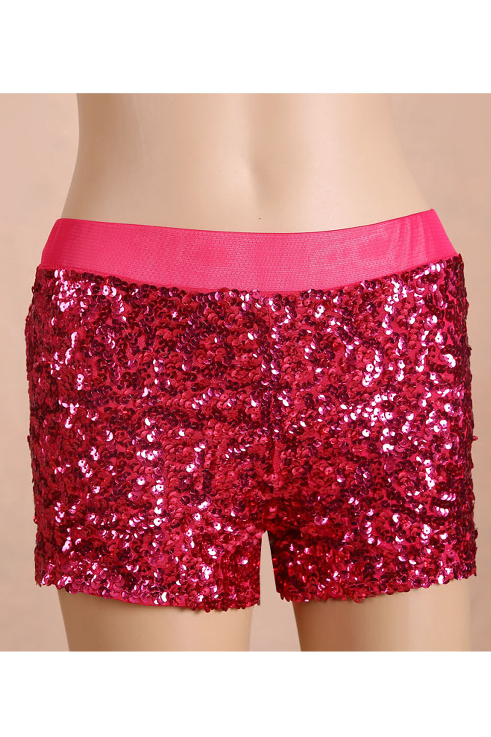 Women Elastic Waist Sequin Embellishment Nightclub Shorts