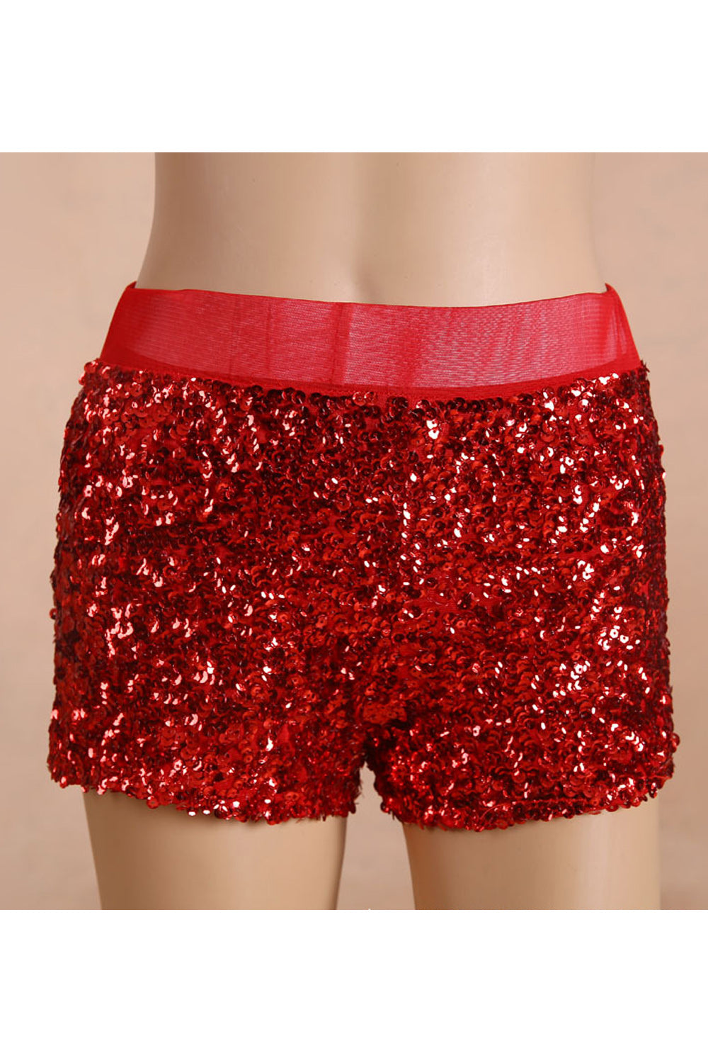 Women Elastic Waist Sequin Embellishment Nightclub Shorts