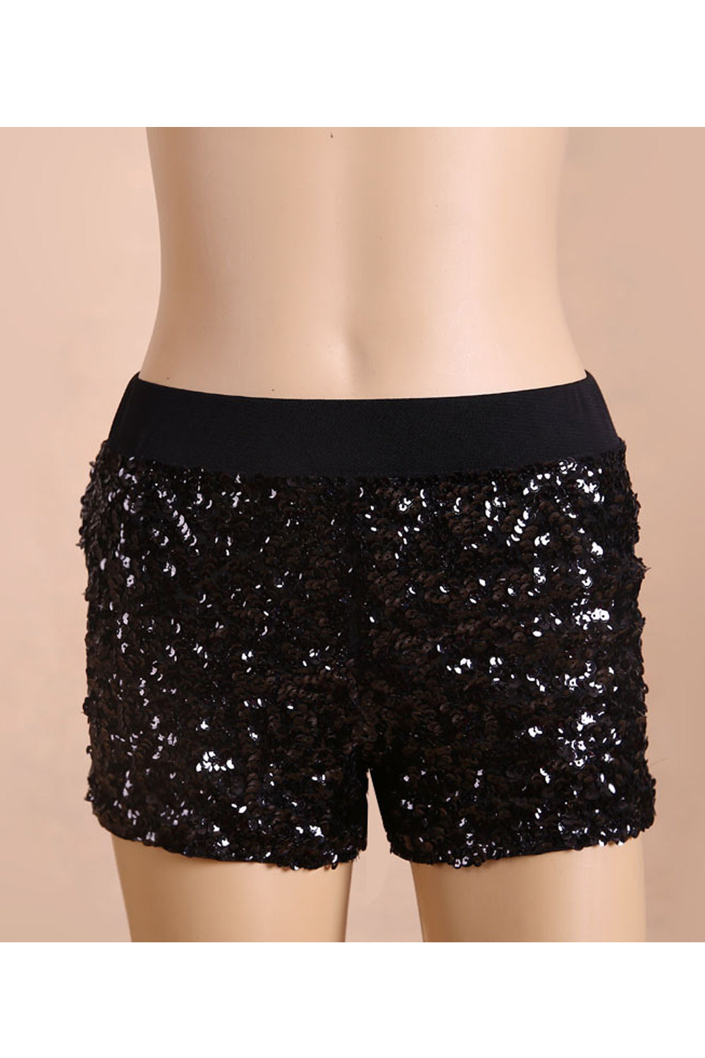 Women Elastic Waist Sequin Embellishment Nightclub Shorts
