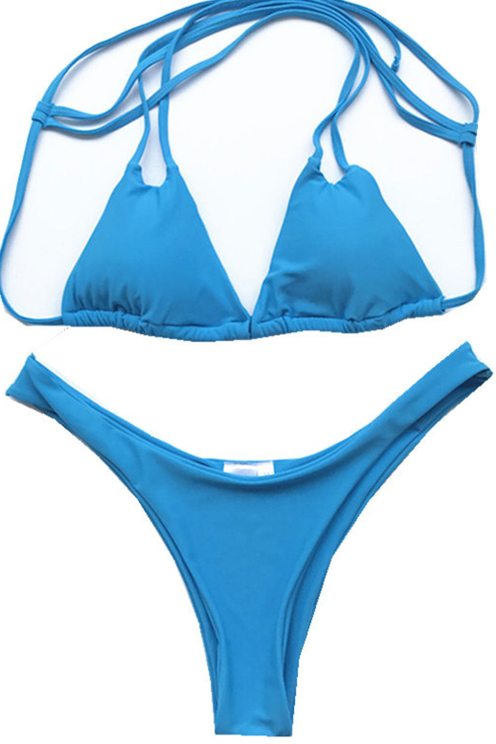 Women Triangle Strappy Bra Thin Panty Beach Swimsuit