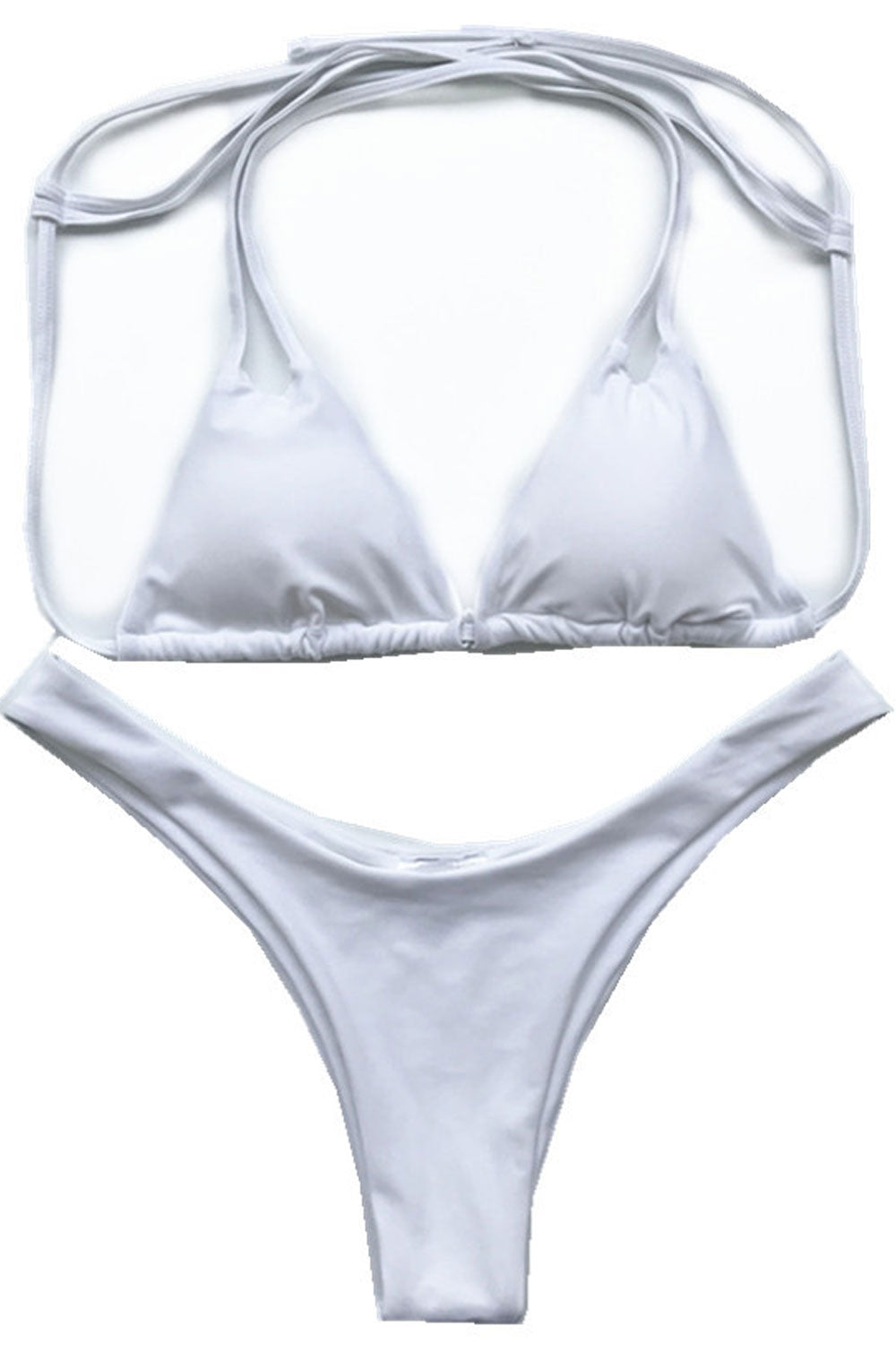 Women Triangle Strappy Bra Thin Panty Beach Swimsuit