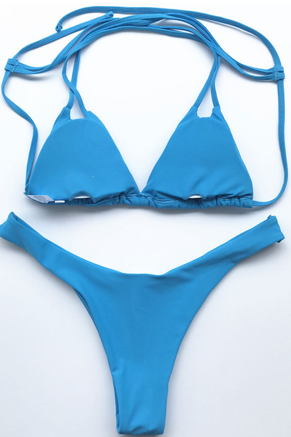 Women Triangle Strappy Bra Thin Panty Beach Swimsuit