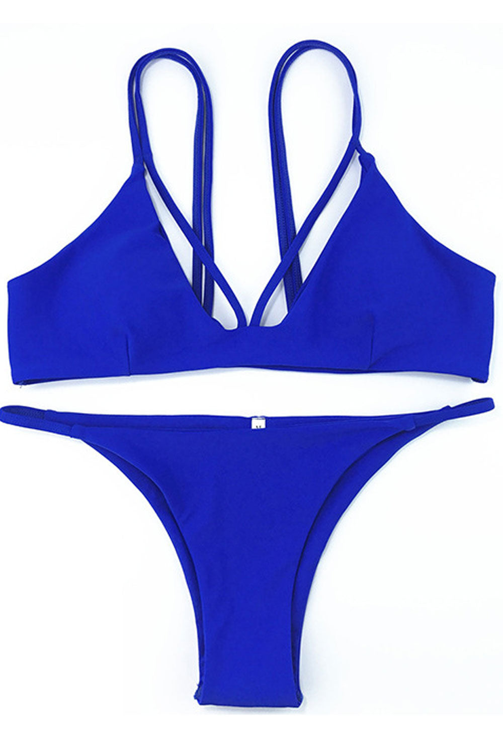 Women Printed Cross Strap Two Piece Floral Swimsuit