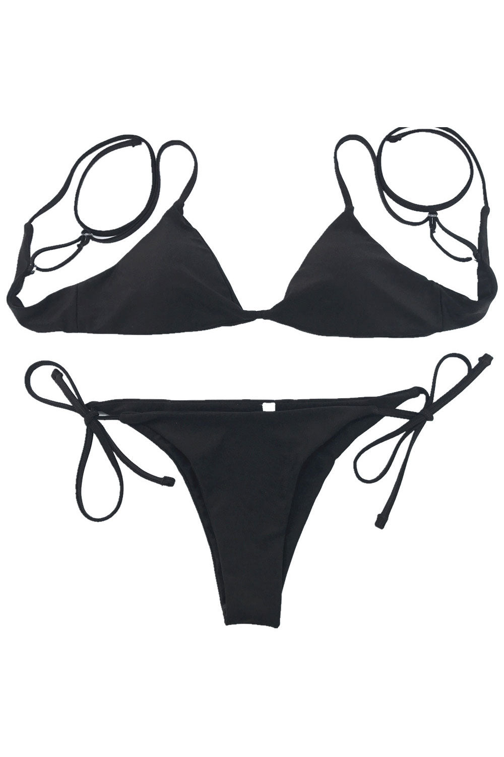 Women Adjustable Tie Strap Two Piece Swimsuit Set