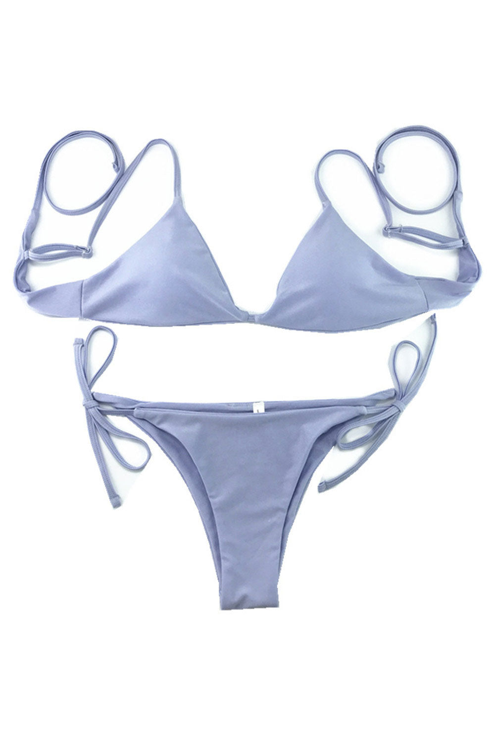Women Adjustable Tie Strap Two Piece Swimsuit Set