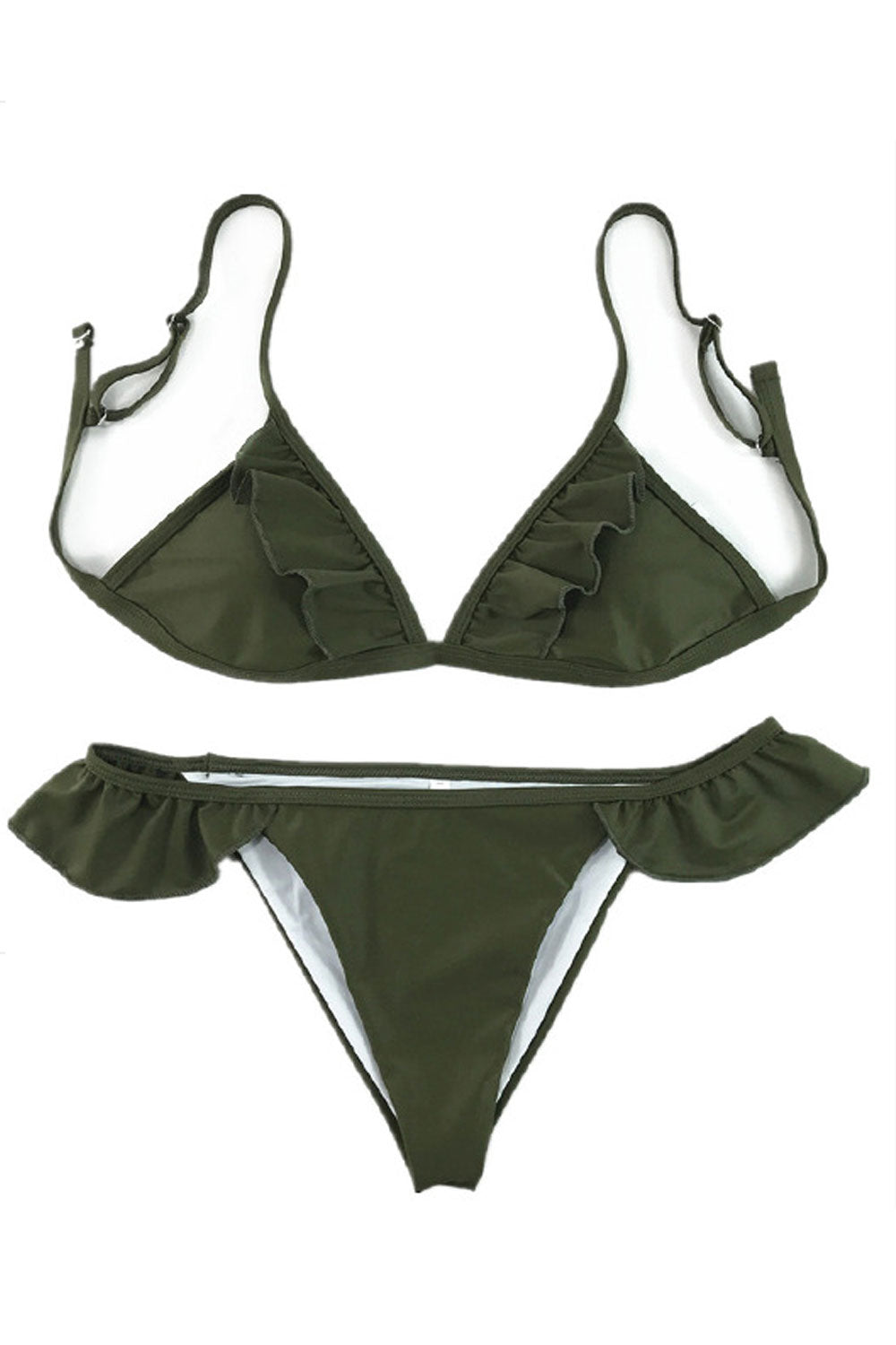 Women Fashionable Adjustable Trim Ruffle Swimsuit Set