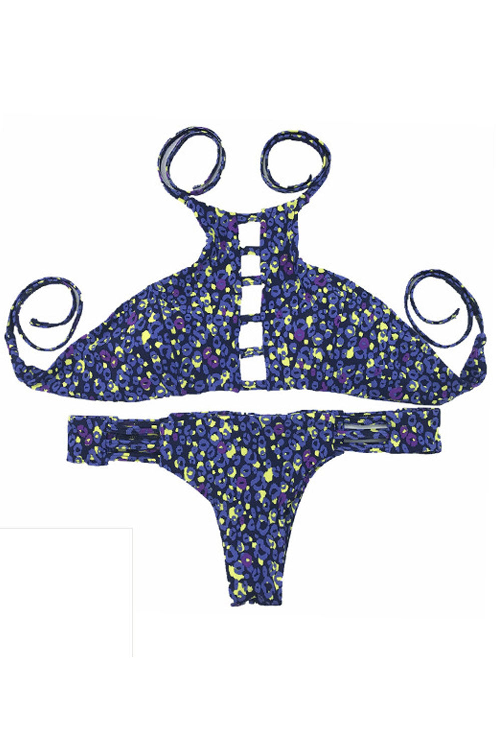 Women Fashion Hollow Design Tie Strap Swimsuit Set