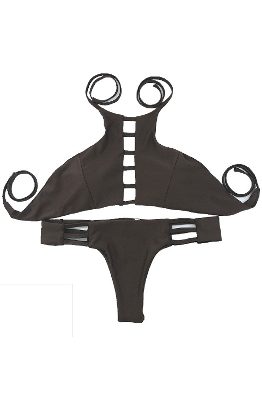 Women Fashion Hollow Design Tie Strap Swimsuit Set
