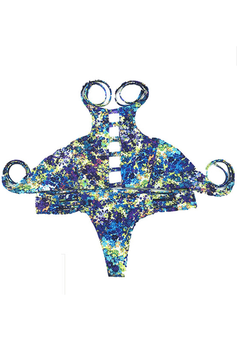 Women Fashion Hollow Design Tie Strap Swimsuit Set
