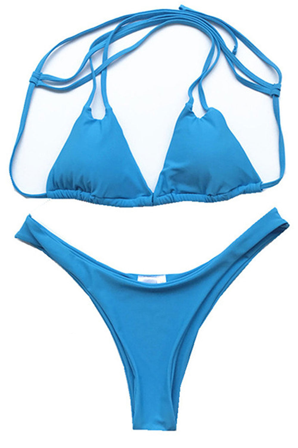 Women Halter Tie Bra Thin Panty Two Piece Swimsuit