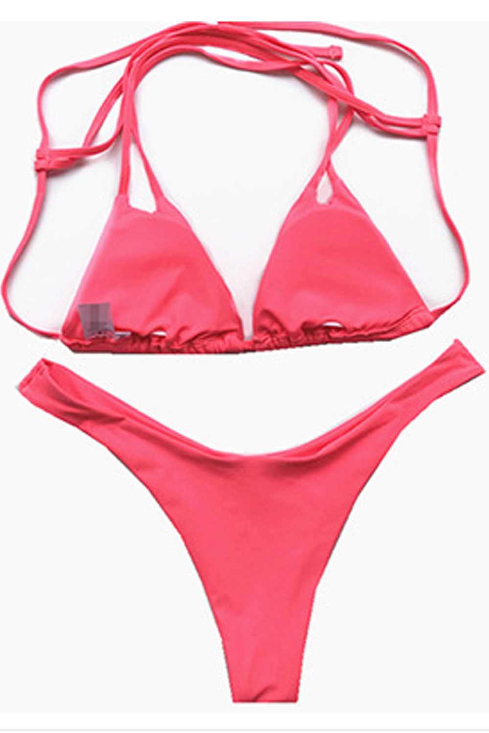 Women Halter Tie Bra Thin Panty Two Piece Swimsuit