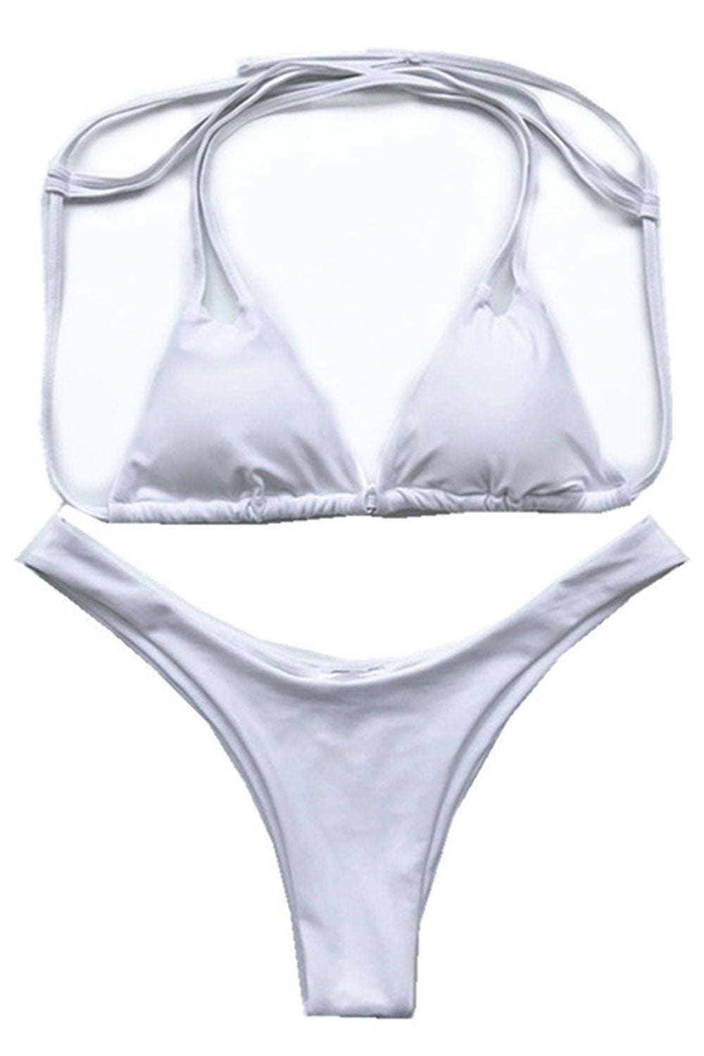 Women Halter Tie Bra Thin Panty Two Piece Swimsuit
