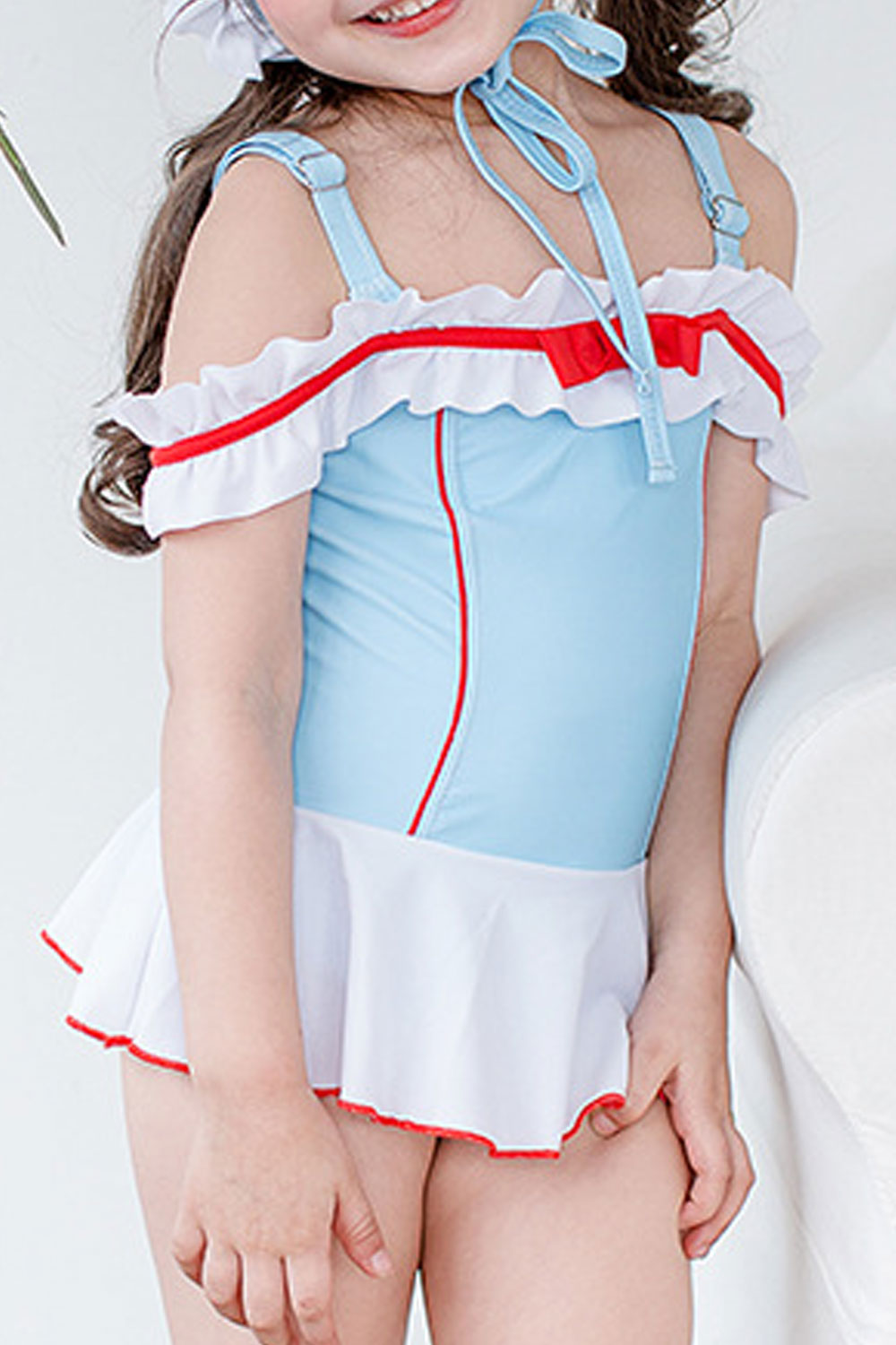 Baby Girls Beautiful Strap Neck Ruffled Skirt Swimsuit