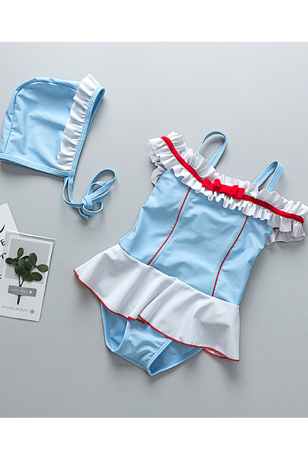 Baby Girls Beautiful Strap Neck Ruffled Skirt Swimsuit