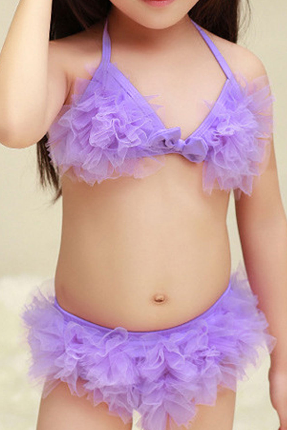 Baby Girls Cute & Pretty Tie Knot Neck Bow Decorated Swimsuit