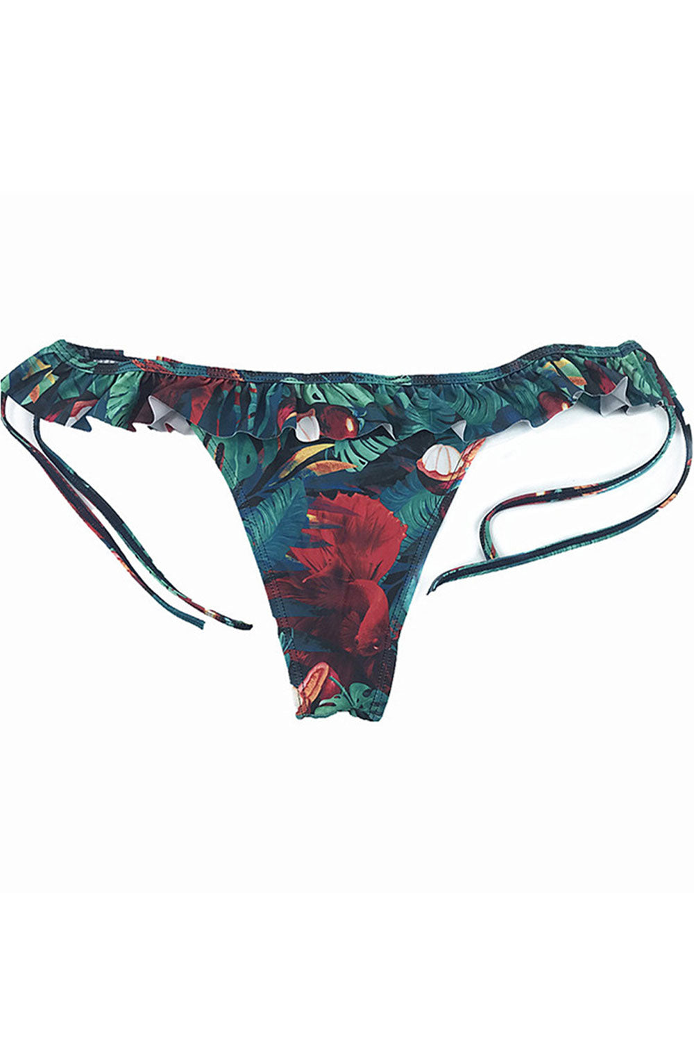 Women Fashion Look Ruffled Tie Strap Printed Swim Set
