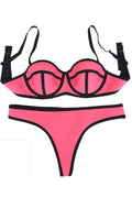 Women Two Piece Adjustable Trim Contrast Swimsuit