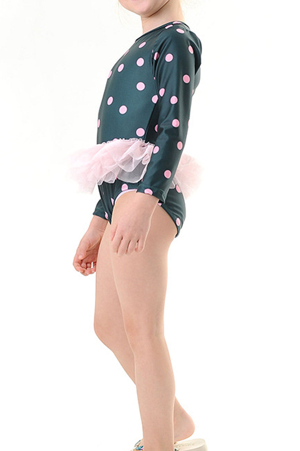 Baby Girls Stylish Polka Dot Round Neck One Piece Swimsuit