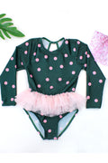 Baby Girls Stylish Polka Dot Round Neck One Piece Swimsuit