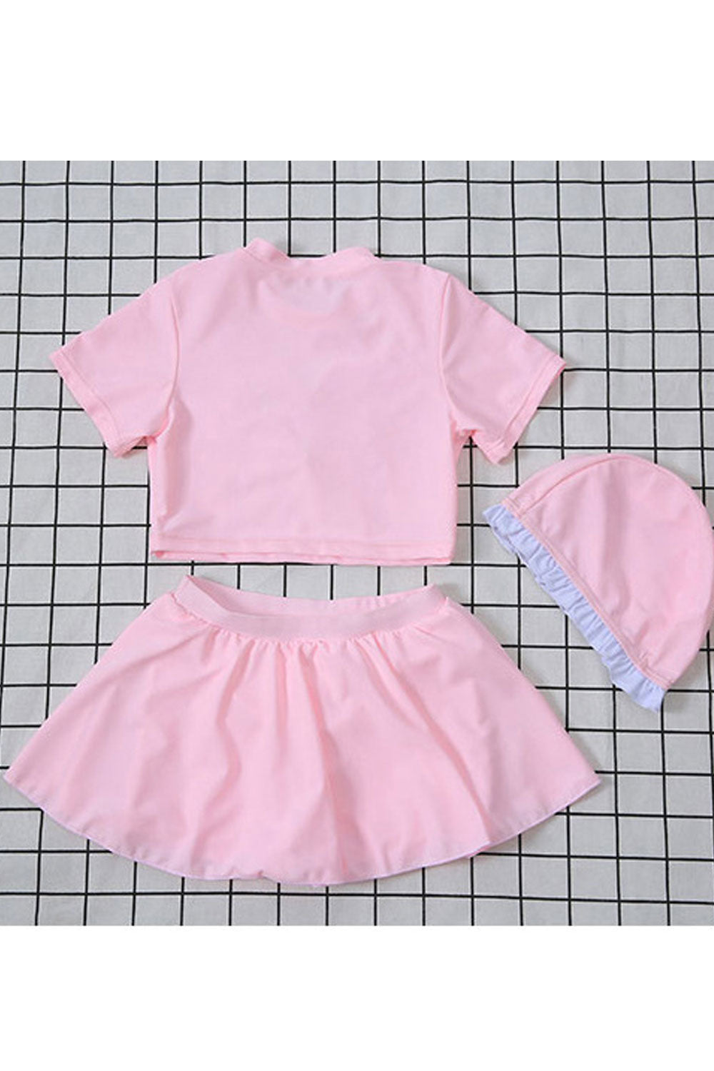 Baby Girls Fashionable Trim Ruffles Pleated Skirt Swimsuit