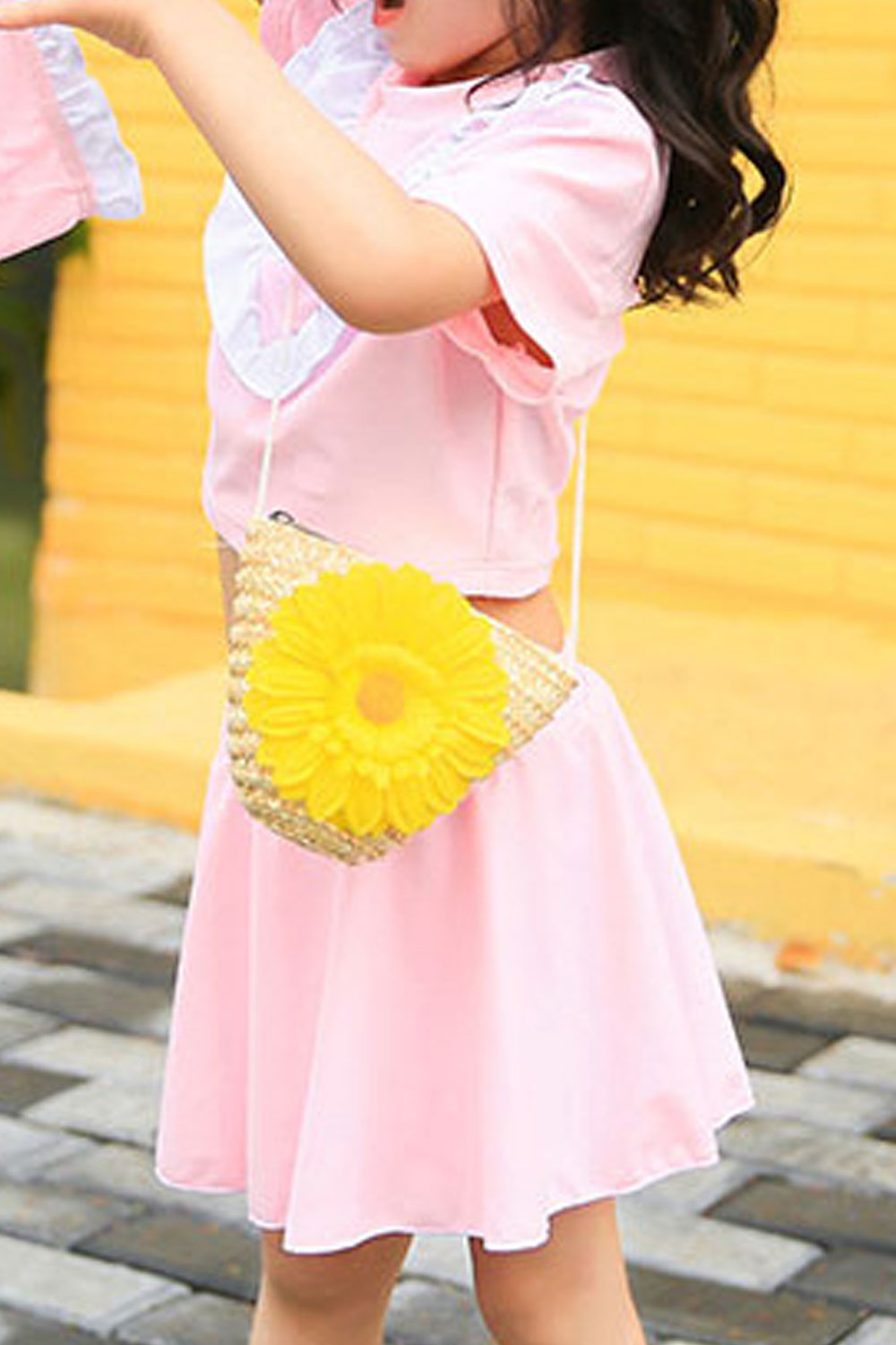Baby Girls Fashionable Trim Ruffles Pleated Skirt Swimsuit