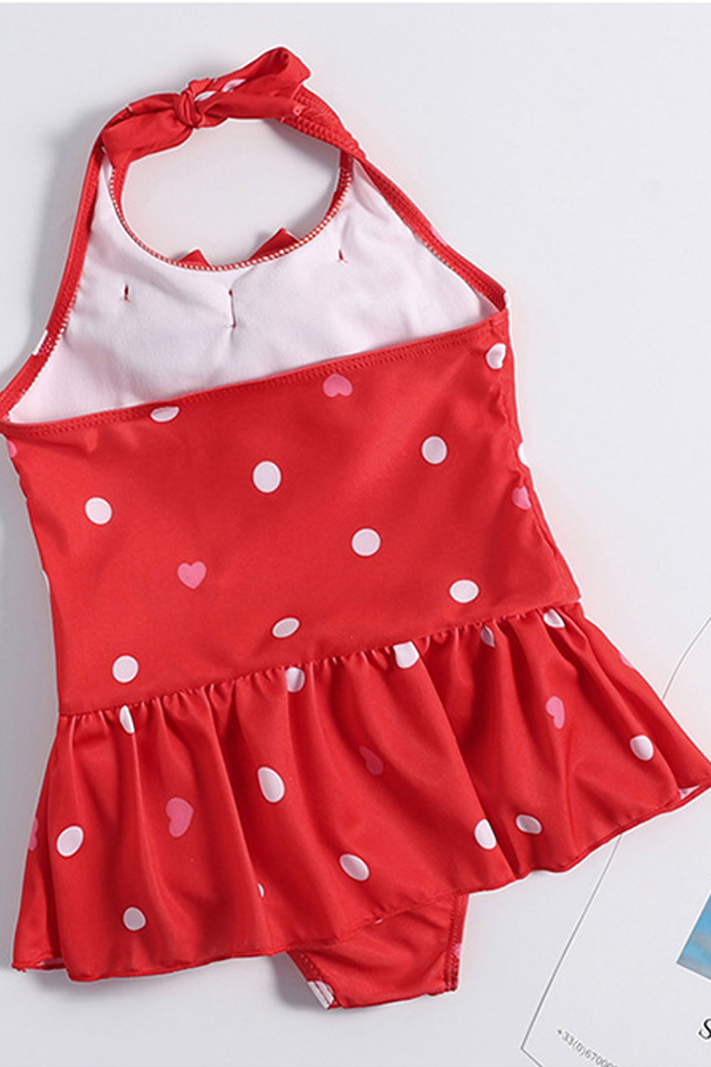 Baby Girls Beautiful Polka Dot Bow Decorated Swimsuit