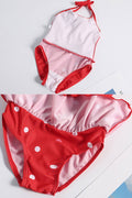 Baby Girls Beautiful Polka Dot Bow Decorated Swimsuit