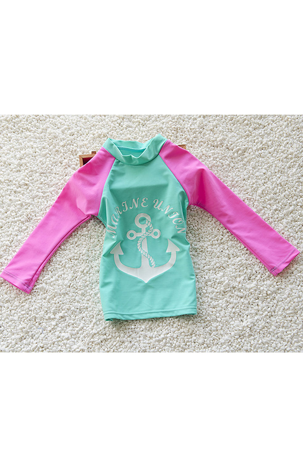 Baby Girls Long Sleeve High Neck Letter Printed Swimsuit Set
