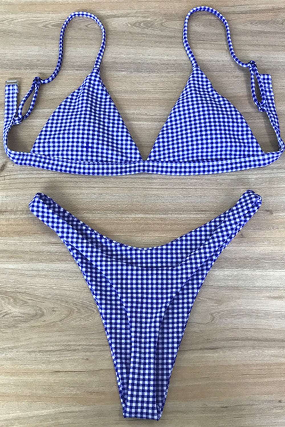 Women Comfort Tiny Plaid Adjustable Two Piece Swimsuit