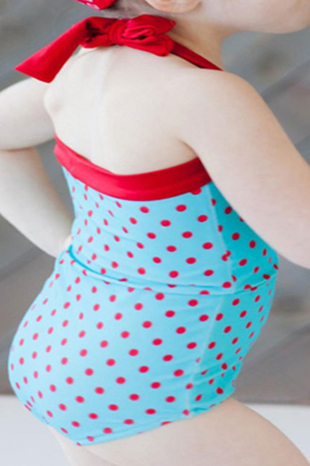 Kids Baby Girls U Shape Polka Dot Swimwear