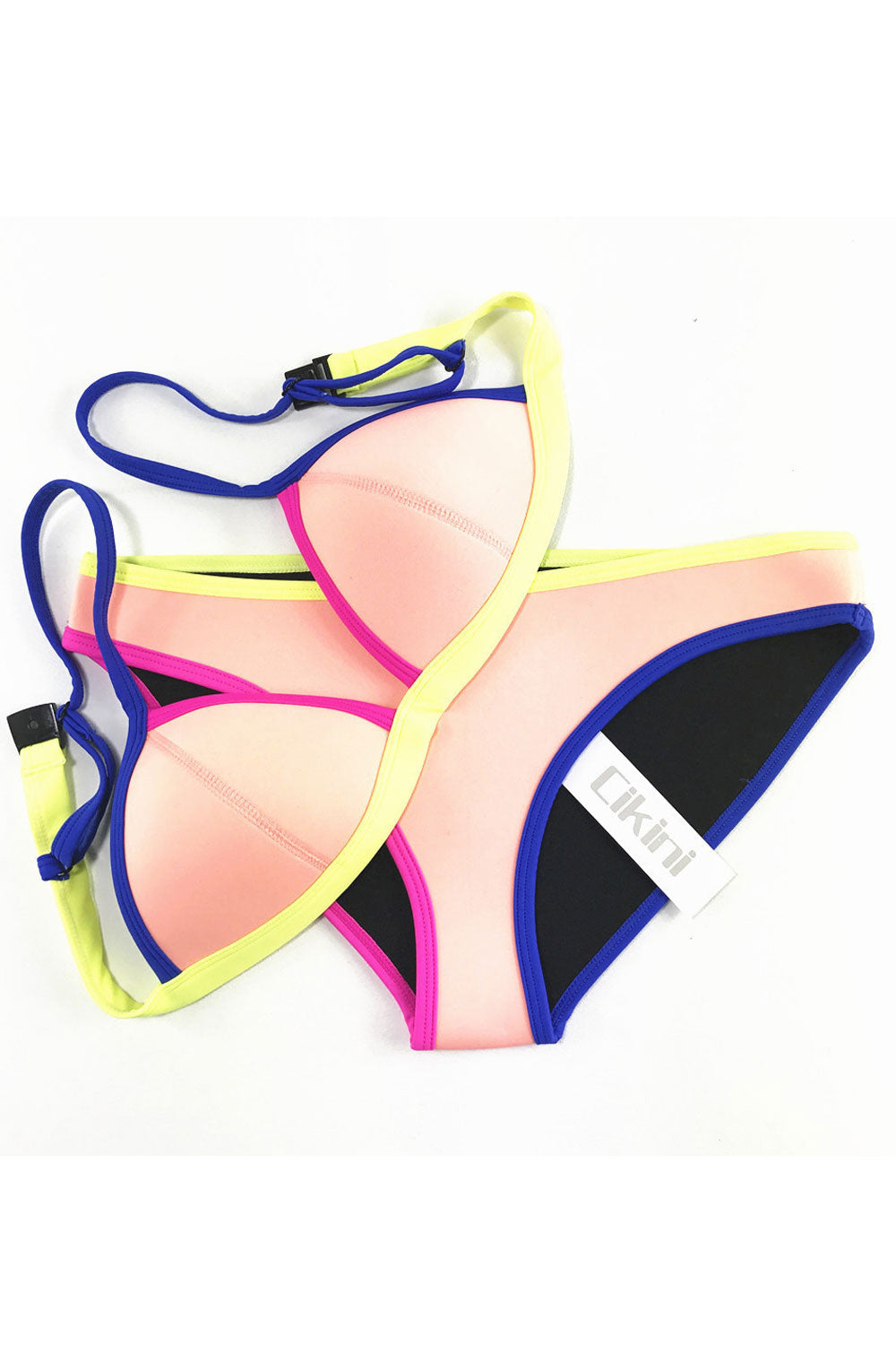 Women Trim Contrast Adjustable Two Piece Swim Set