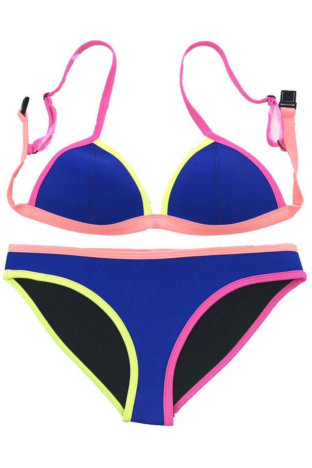 Women Trim Contrast Adjustable Two Piece Swim Set