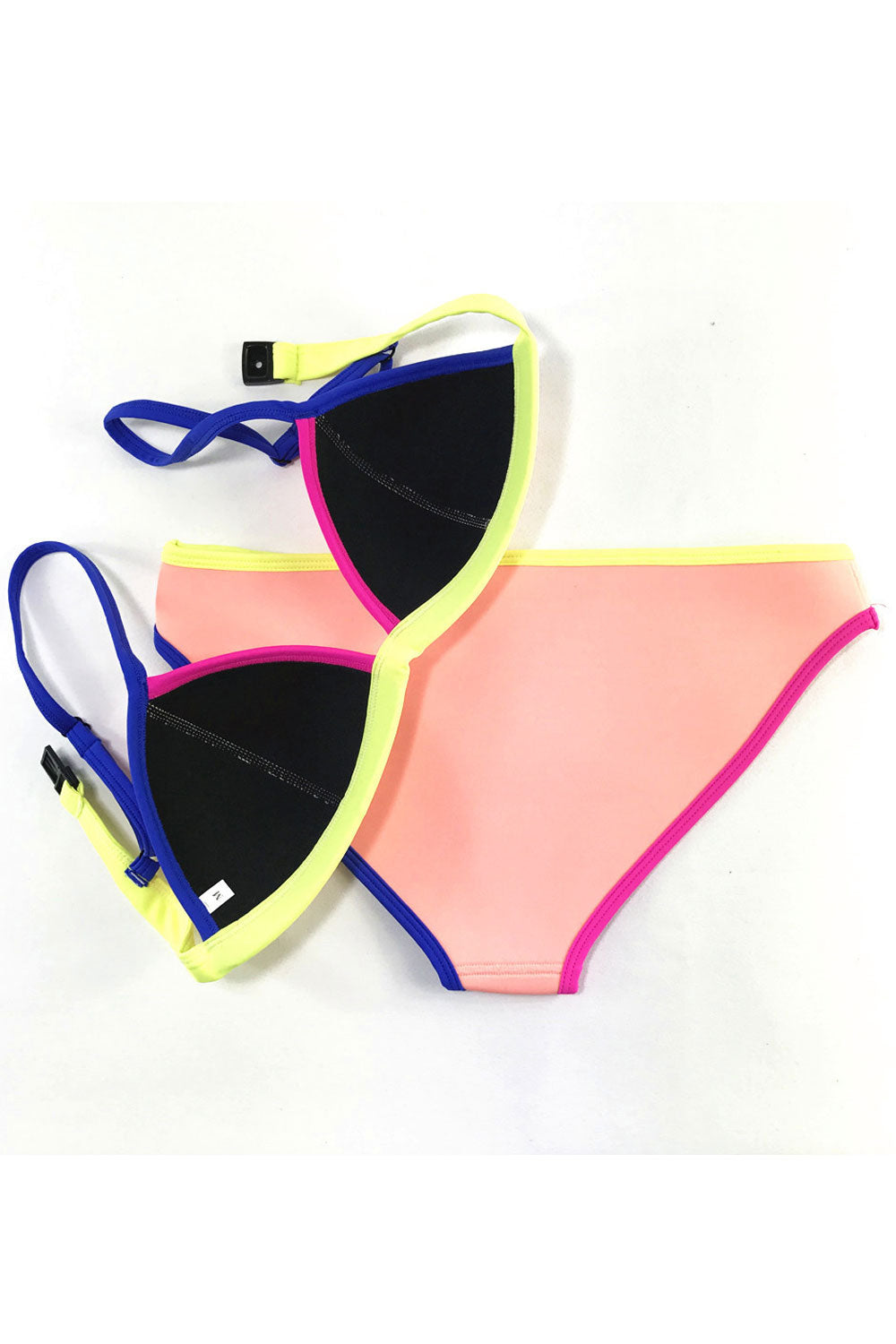Women Trim Contrast Adjustable Two Piece Swim Set