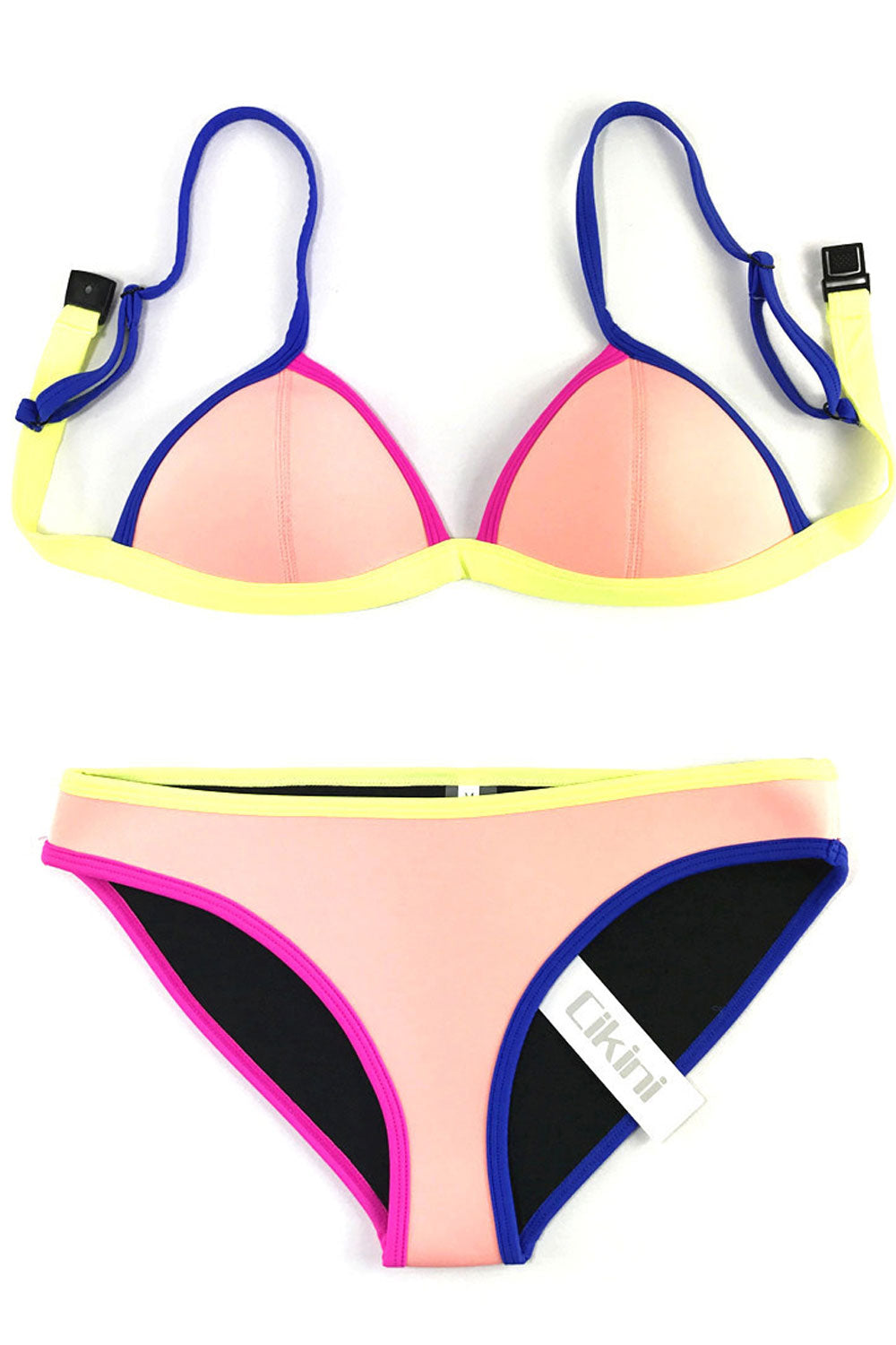 Women Trim Contrast Adjustable Two Piece Swim Set