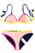 Women Trim Contrast Adjustable Two Piece Swim Set