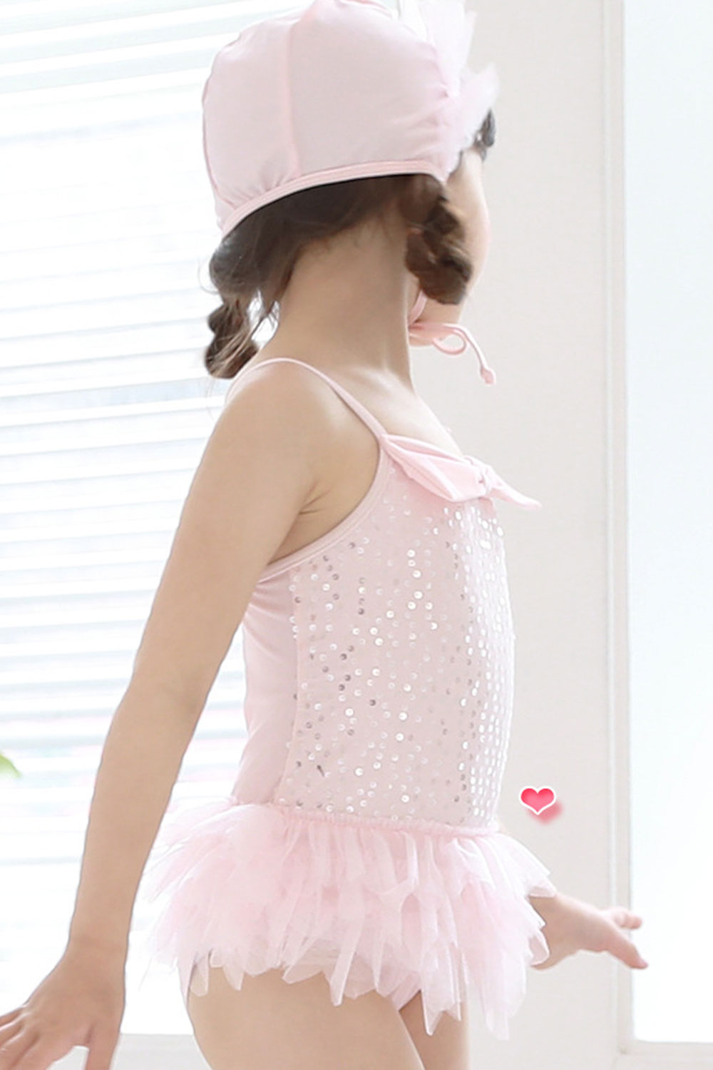 Baby Girls Big Bow Decorated Ruffled Skirt Sequin Decorated Swimsuit