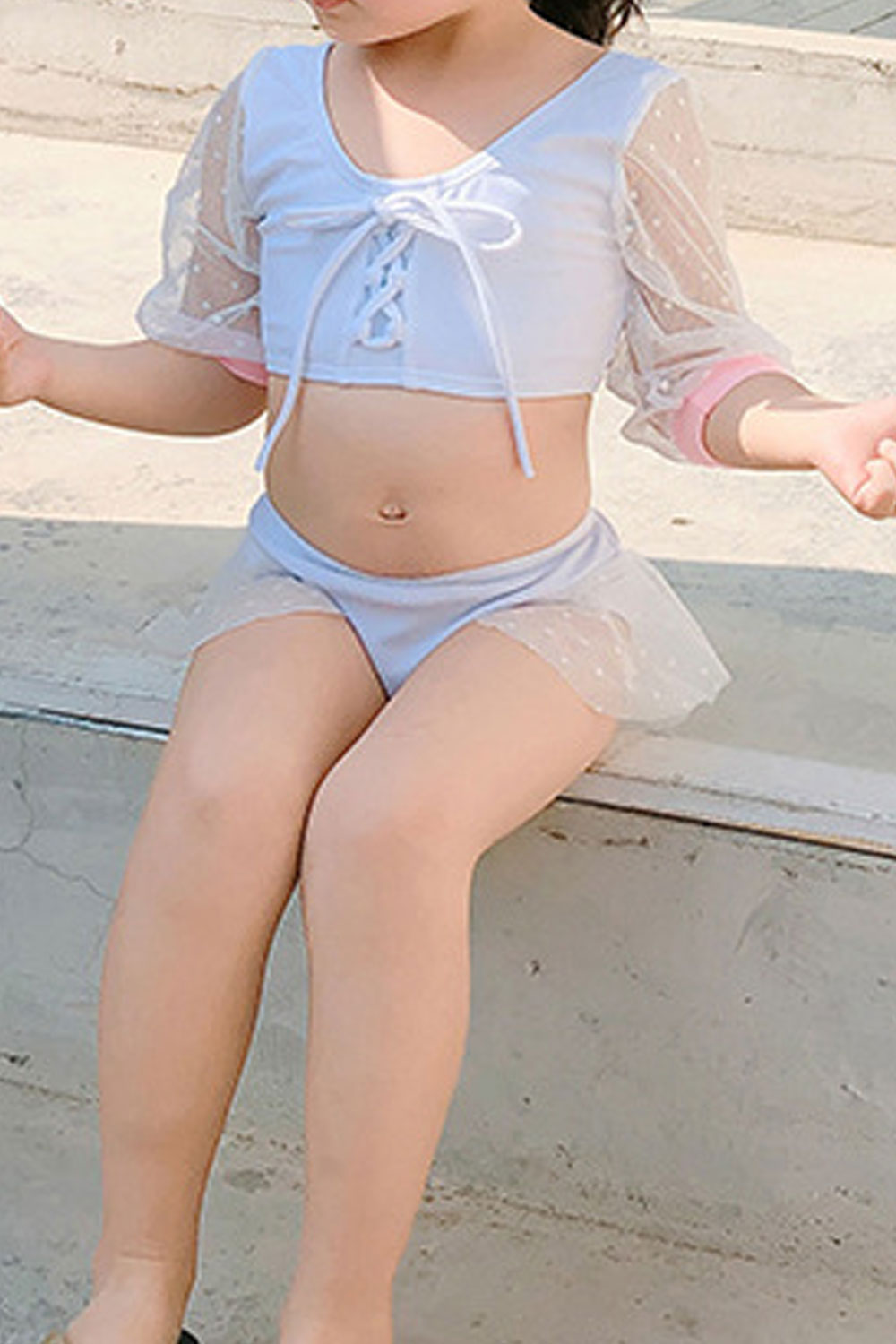 Baby Girls Charming Tie Knot Ruffled Skirt Swimsuit