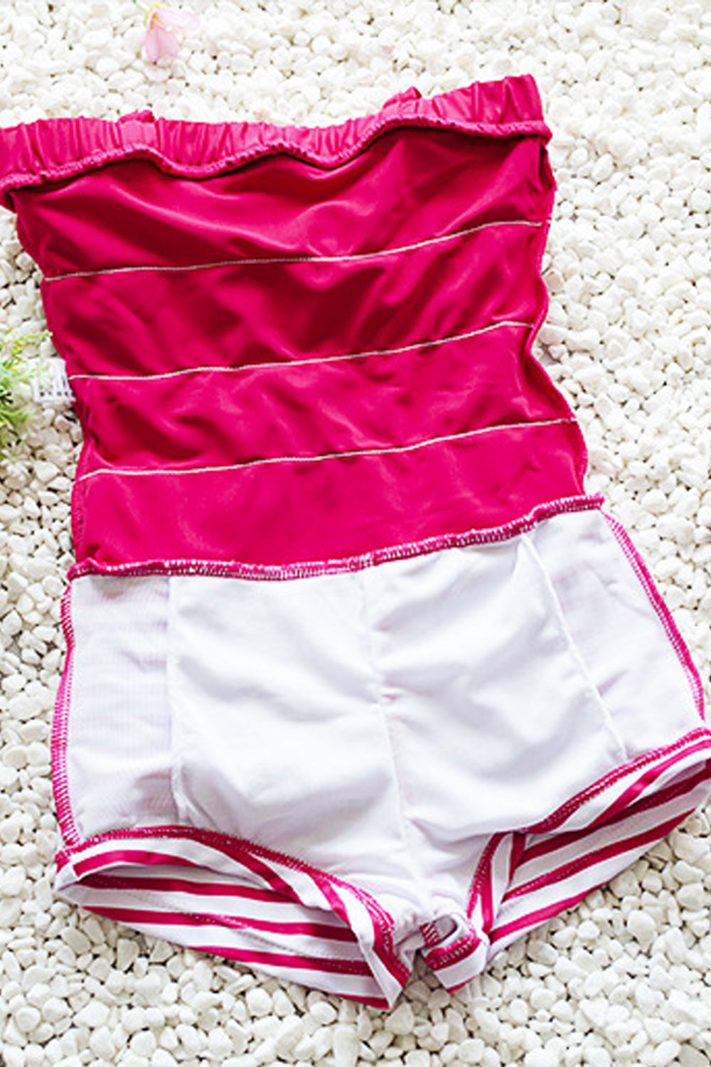 Baby Girls Tie Neck Elasticated Bust Striped Skirt Swimsuit
