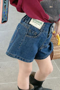 Kids girls Summer New Green Lable Denim Waistband Buttons Shorts
