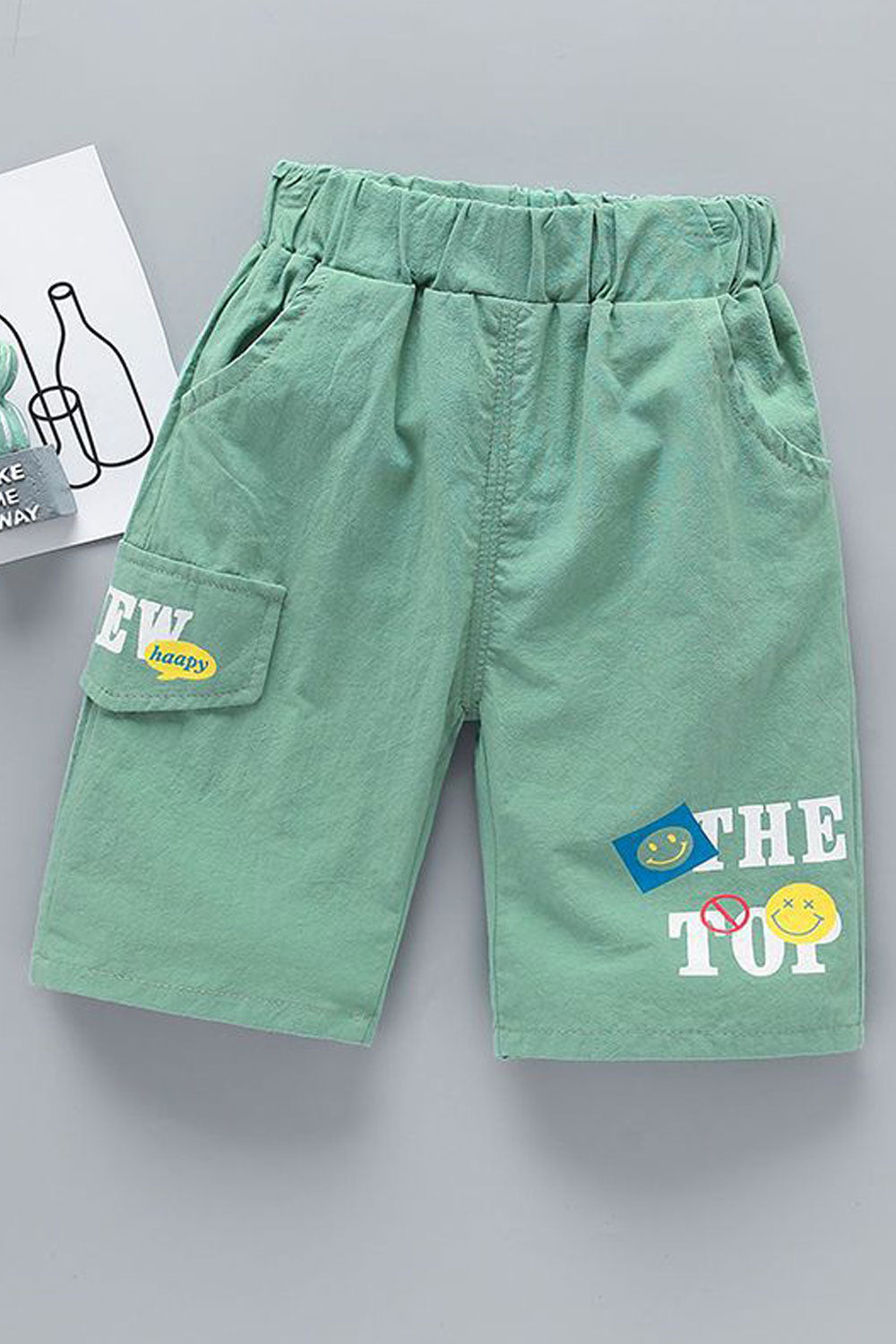 Kids Boys Pure Cotton New Fashionable Waistband Half-Assed Elastic Belt Letter Pattern Summer Baby Cropped Trousers Thin Section