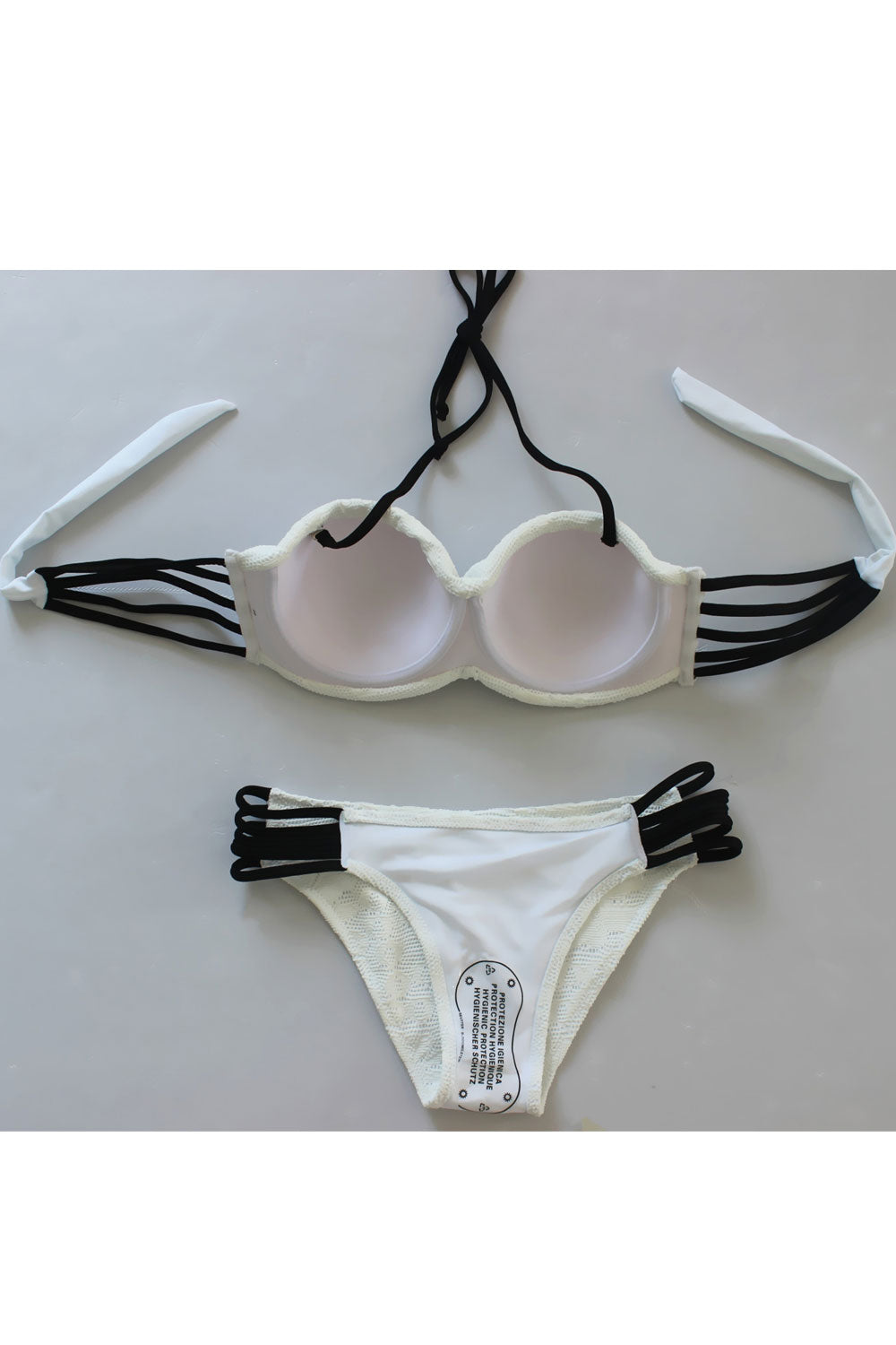 Women Hollow Lace Multi Strap Fashion Swimsuit Set
