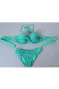 Women Hollow Lace Multi Strap Fashion Swimsuit Set