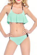 Women Two Piece Flutter Top Thin Bottom Beach Swimwear