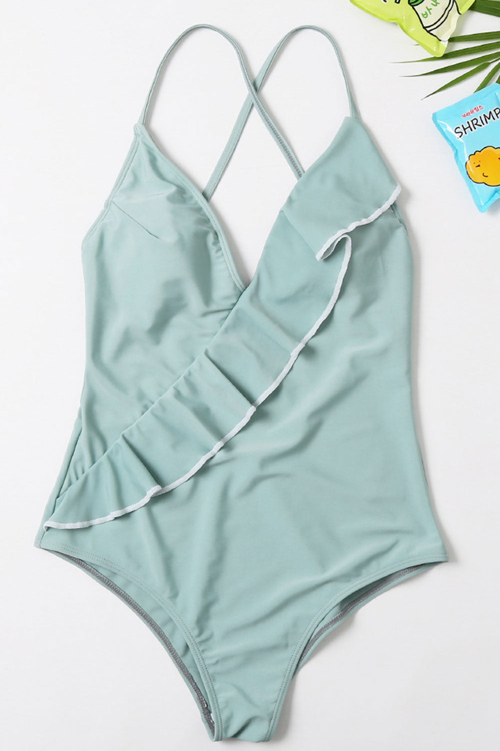 Baby Girls Adjustable Strap Neck Solid Color One Piece Swimsuit