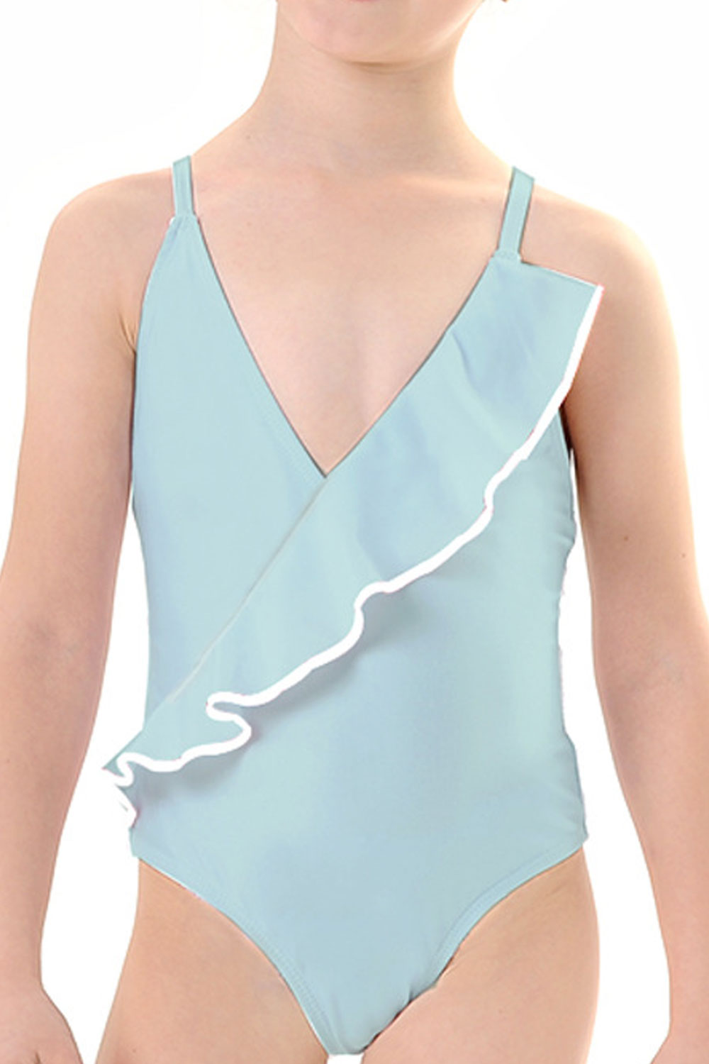 Baby Girls Adjustable Strap Neck Solid Color One Piece Swimsuit