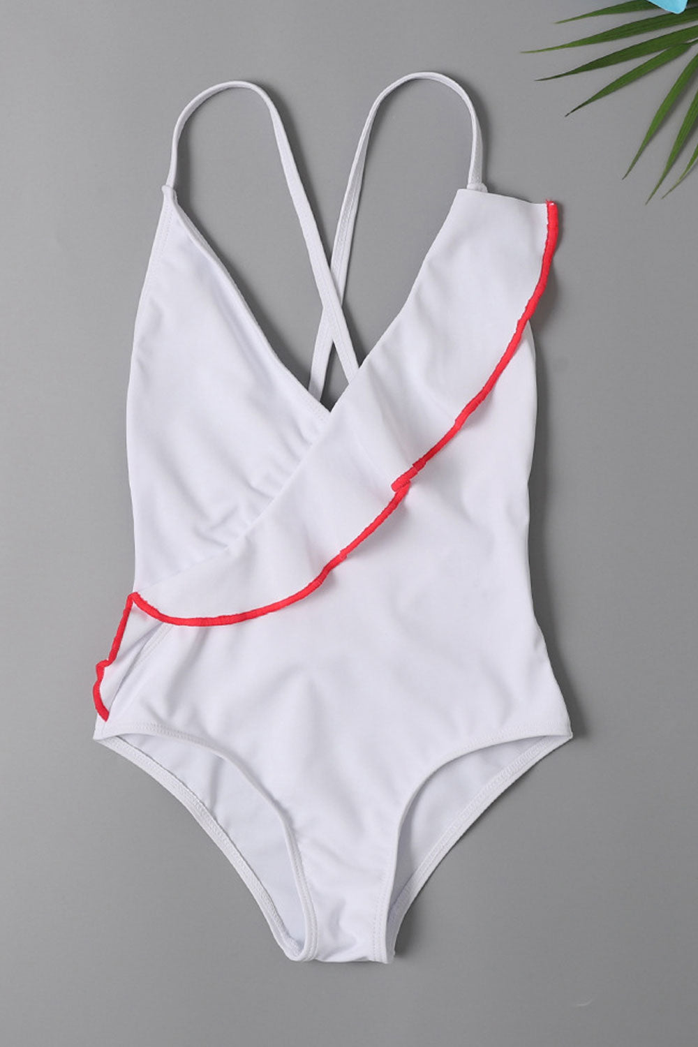 Baby Girls Adjustable Strap Neck Solid Color One Piece Swimsuit