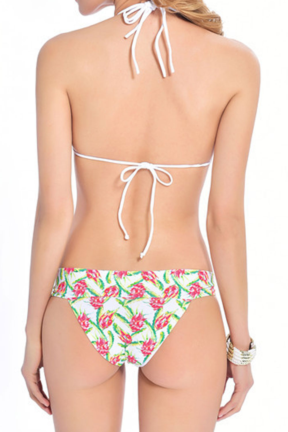 Women Triangle Shaped Printed Style Tie Strap Swimsuit Set